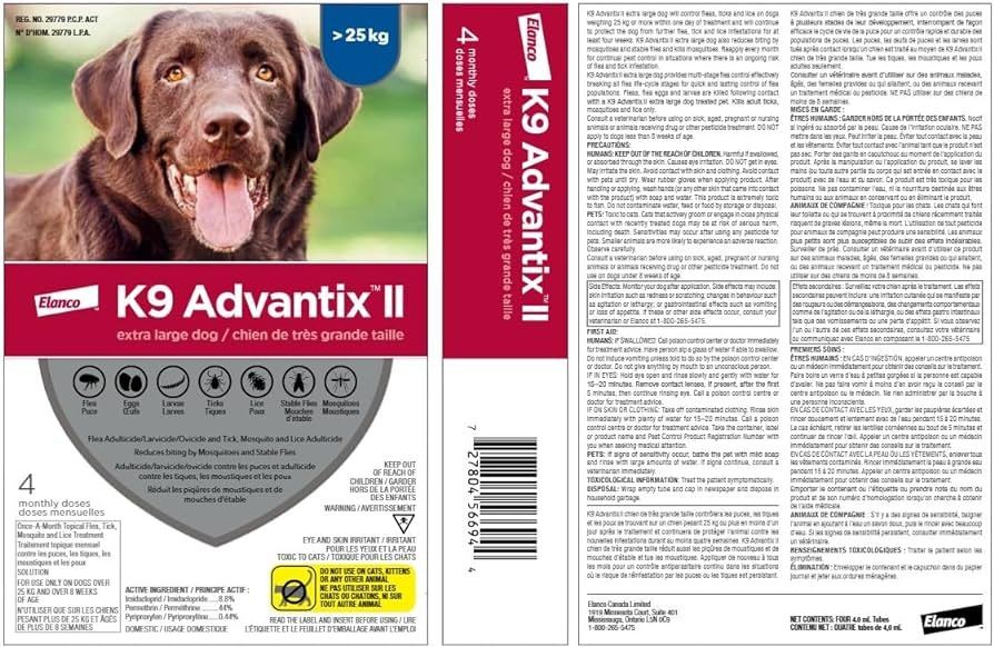 ELANCO 4 MONTHY DOSES K9 ADVANTIX 2 25KG