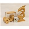 Image 1 : WOODEN TOY CAR + WOODEN DOLPHIN DCOR
