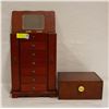 Image 1 : 2 EMPTY JEWELRY BOXES WITH MULTIPLE DRAWERS AND