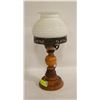 Image 1 : OLDER LAMP W/WOOD BASE & MILK GLASS SHADE