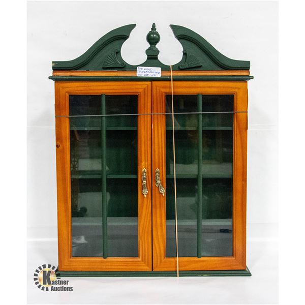 SMALL WOOD & GLASS CURIO CABINET