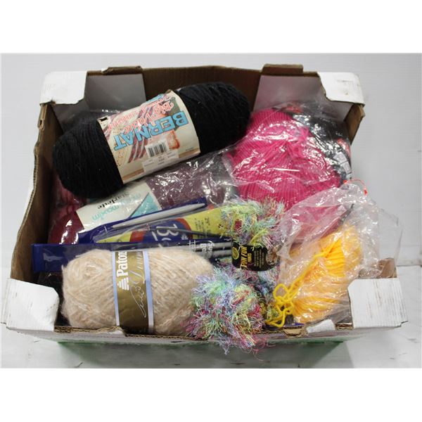 LOT OF YARN & KNITTING TOOLS
