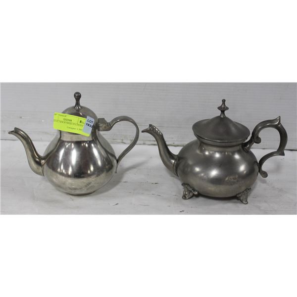 SET OF 2 NEW PEWTER TEA POTS