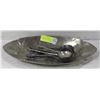 Image 1 : 8 PEWTER SOUP SPOONS WITH SERVING PEWTER TRAY