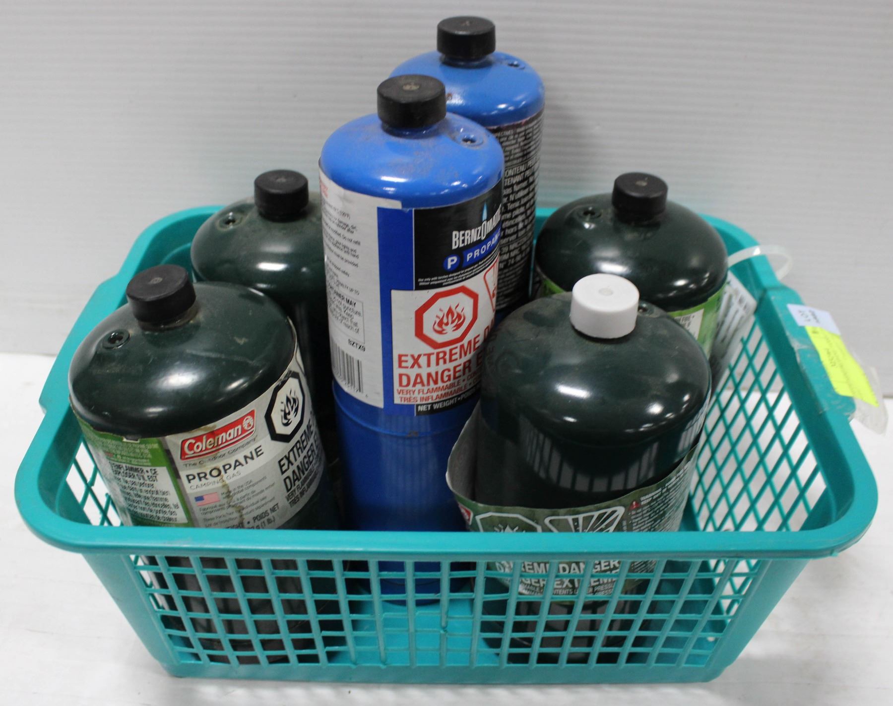 LOT OF MINI PROPANE TANKS (FULL)