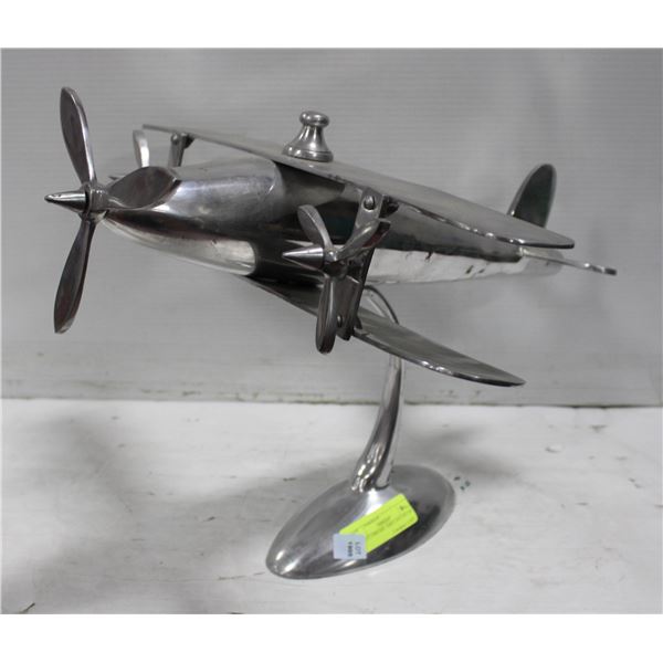 LARGE CHROME AIRPLANE DECOR