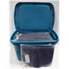 Image 1 : RUBBER BIN FILLED WITH SEWING FABRIC SCRAPS