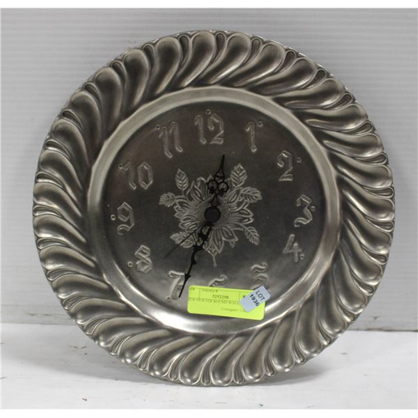 NEW PEWTER ROUND WALL CLOCK