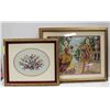 Image 1 : SET OF EMBROIDERED LANDSCAPE WALL ART FRAMED