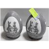 Image 1 : NEW 3 GREY WHITE EASTER BUNNY EGG DECOR