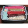 Image 1 : RUBBER BIN FILLED WITH SEWING FABRIC SCRAPS