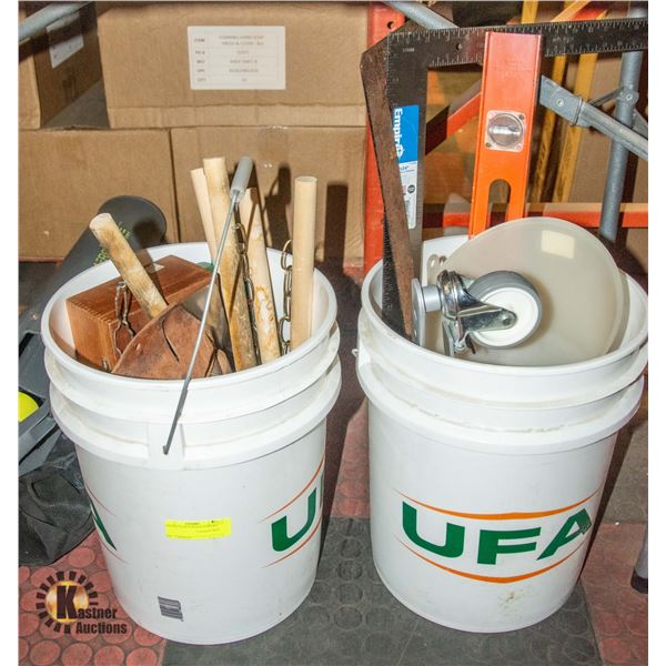 2 BUCKETS OF GARAGE SUPPLIES