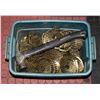 Image 1 : MINI RUBBERMAID TOTE WITH ROOFING NAILS +