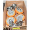 Image 1 : 4 HEAVY DUTY ORANGE CASTERS