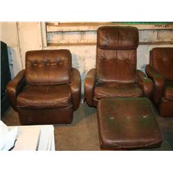 WATER BUFFALO CALF HIDE LOW BACK EASY CHAIR, AND HIGH BACK EASY CHAIR