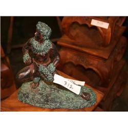 SMALL WOODEN INDIAN STATUE