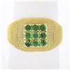 Image 1 : Vintage 18k Yellow Gold .75 ctw Round Emerald Cluster w/ Wrapped Twisted Wire Ri