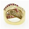 Image 7 : Fancy 14k Gold 2.65 ctw Round Diamond Ruby Puffed Interlocking Loop Wide Band Ri