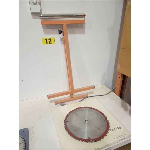 Machine stand with 3-12'saw blades, 1"bore