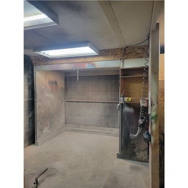 Binks Spray Booth 94"w x 94"deep x 90"high, explosion proof light, 24"static fan, 2 boxes of filters