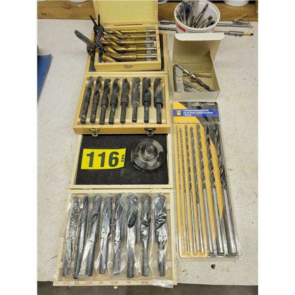 4 drill bit sets, and misc tub of bits