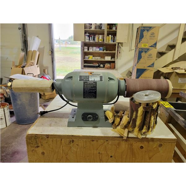 Transpower buffing sander, 2HP, model CBG-250PDB with brushes, 8" sanding drums