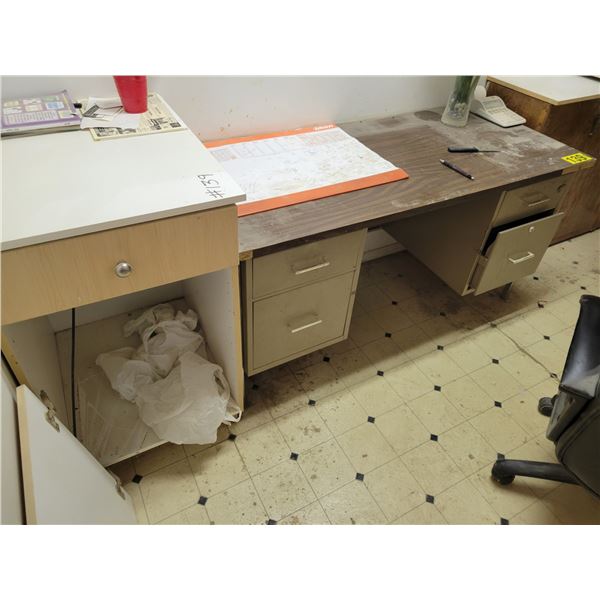 Desk 24" x 54" x 29"high,  cabinet 21" x 24" x 36"high