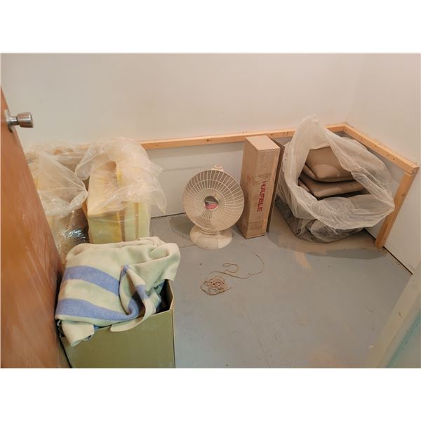 foam, chair seats, presto heat dish, blanket/sheets