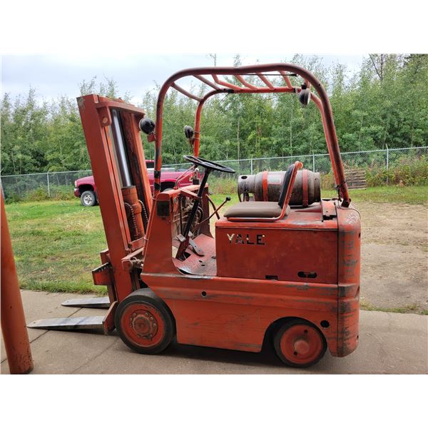 1953 Yale Forklift, propane, 4000lb lift capacity, running order. Forklift must stay until Oct 4th, 