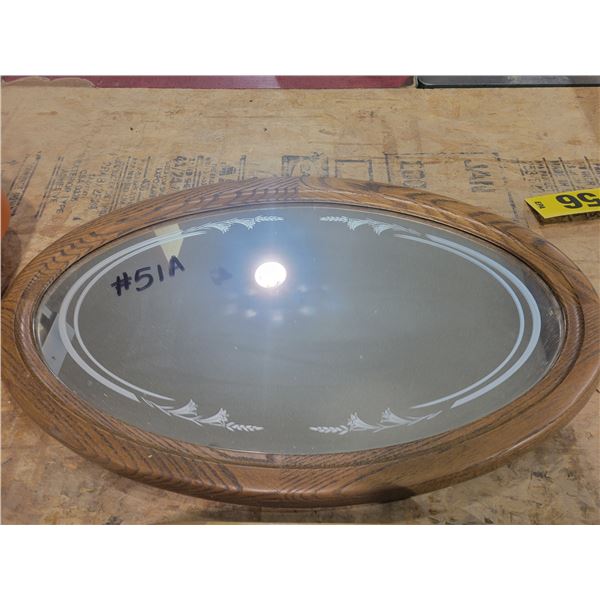 oval oak mirror 16" x 27"