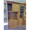 Image 2 : Red Oak wall unit, 12' x 76"high, 7 sections, CD and DVD storage built in, medium finish