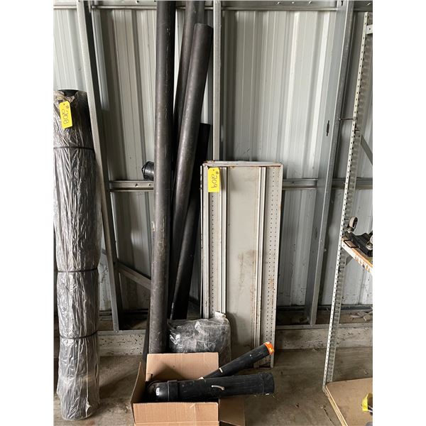 metal shelving, pipes