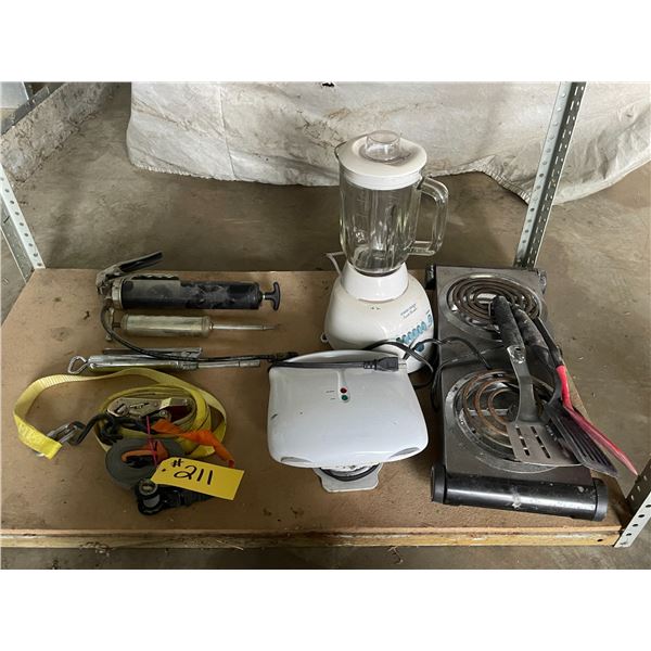 ratchets, blender, hot plate