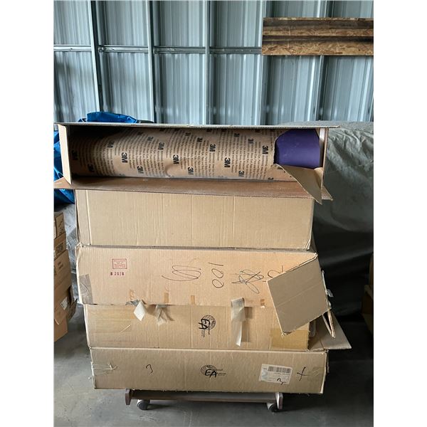 sandpaper 37" x 75" various grits 10 boxes, cloth and paper backing