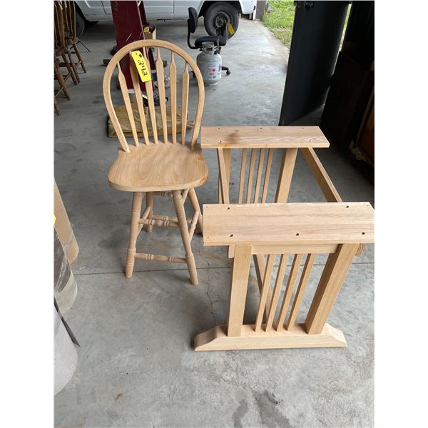 24"oak swivel bar stool, mission pedestal