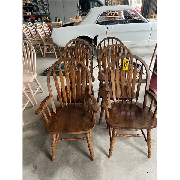 Selling all together- 2 oak arrowback arm chairs, 4 oak arrowback side chairs, black walnut finish