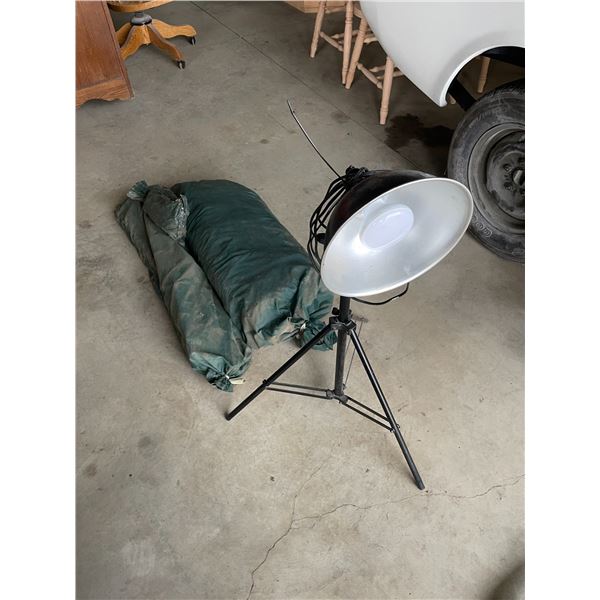 tent, pegs, pole, flood light