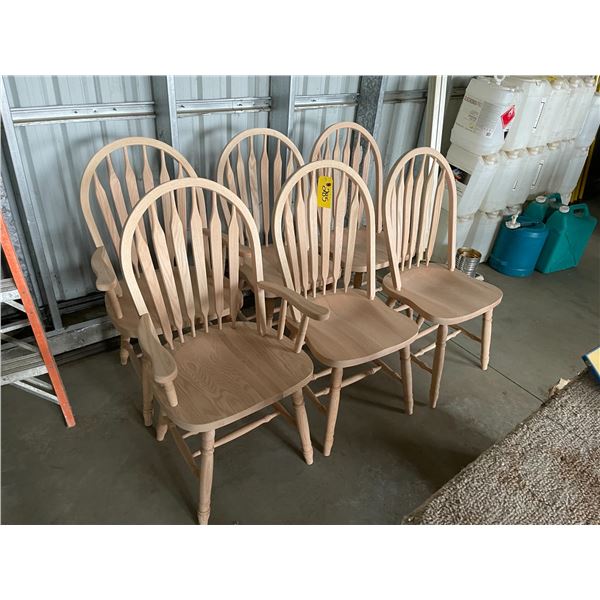 2 arrowback arm chairs, 4 arrowback side chairs, unfinished