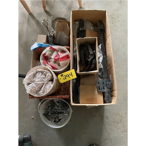 26" pocket door slides, hinges, 4 barstool swivels, oak & maple wood plugs, dowels, misc bracket and