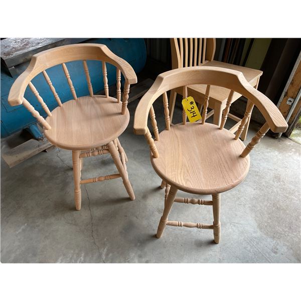 2-24" oak captain swivel stools, unfinished