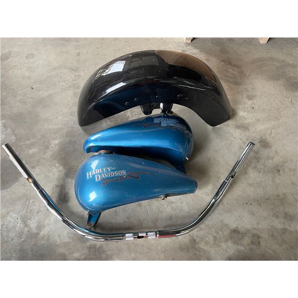 Harley Davidson gas tanks, fender, handle