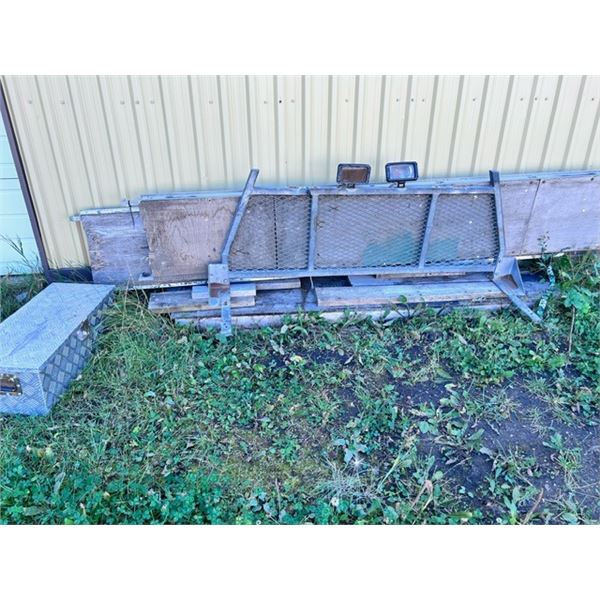 Tool box, scaffolding planks, headache/truck rack