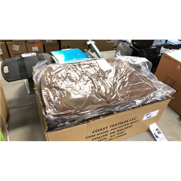 DARK BROWN POLYESTER QUILT 64  X 90  APPROX. 5 PCS