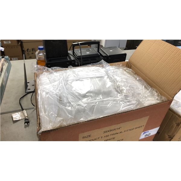 WHITE T-180 TWIN-XL FITTED SHEET APPROX. 24 PCS