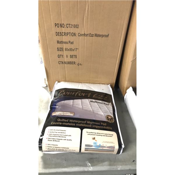 WHITE COMFORT EZZ WATERPROOF POLYESTER MATTRESS PAD D60  X W80  X H17  APPROX. 8 SETS
