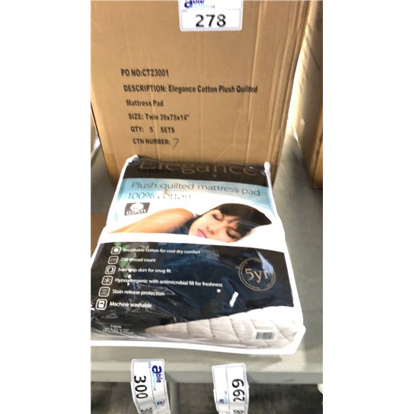 WHITE ELEGANCE PLUSH QUILTED COTTON MATTRESS PAD D39  X W75  X H14  APPROX. 5 SETS