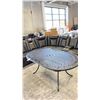 Image 2 : BLACK METAL PATIO TABLE WITH WOVEN DESIGN AND UMBRELLA HOLE (72"W 42"D 28.5"H)