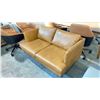 Image 2 : LIGHT BROWN LEATHER 2 SEAT SOFA (55"W 34"D 32"H)
