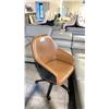 Image 2 : KASURA BROWN LEATHER MOBILE MID BACK OFFICE CHAIR WITH BLACK WOODEN ACCENTS