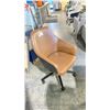 Image 2 : KASURA BROWN LEATHER MOBILE MID BACK OFFICE CHAIR WITH BLACK WOODEN ACCENTS